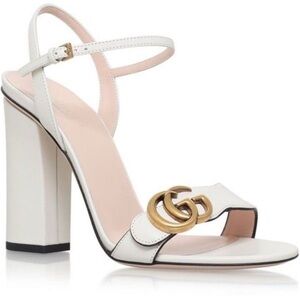 Elegant White Women's Heels with Gold Accent